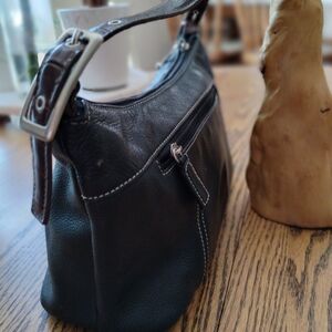 Black Leather Tignanello Purse Handbag